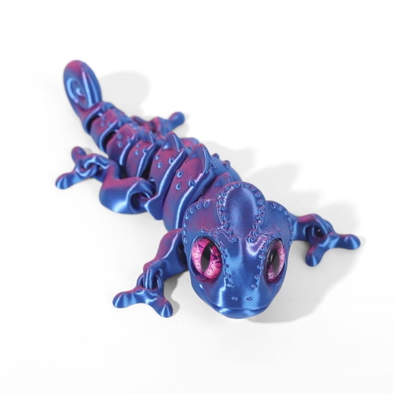 1pc Red Blue Gradient Size: 9.8*5*5CM 3D Printed Fully Articulated Lizard Pet Model