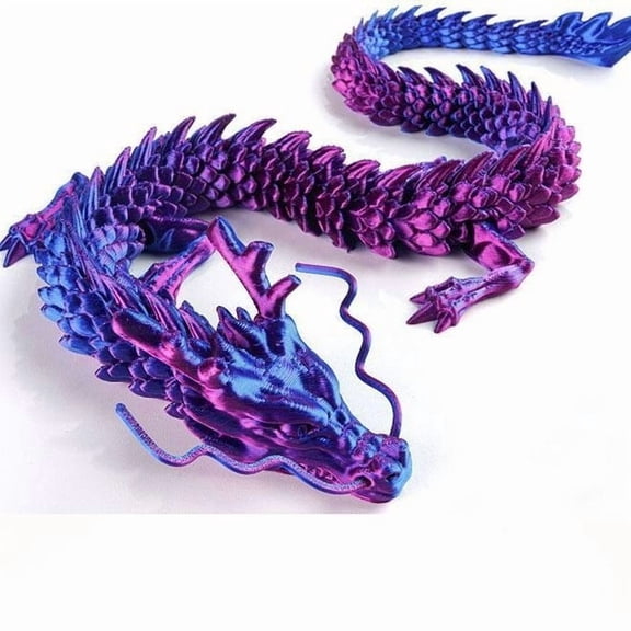 1pc Red Blue Size: 45cm 3D Printed Jointed Arowana Tank Landscaping Chinese Dragon Model Ornament