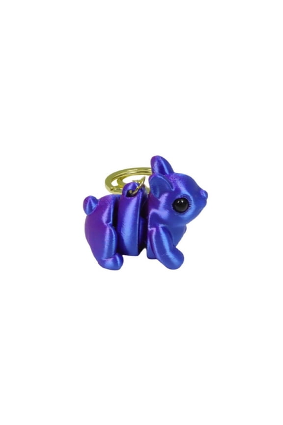 1pc Red Blue Size: 5*3*4cm 3D Printed Rabbit Series Keychain, Miniature Realistic Rabbit With Movable Joints