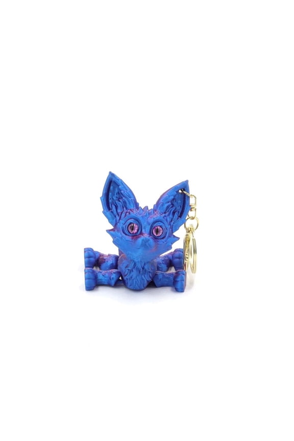 1pc Red Blue Size: 8*4*9cm 3D Printed Colorful Fox Keychain, Small Animal With Realistic And Movable Joints, Bag Charm