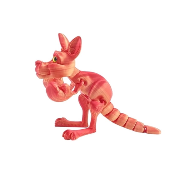 1pc Red Gold 11CM 3D Printed Kangaroo Multi-Joint Rotatable Stereoscopic Kangaroo Office Desk Decoration Home Decor Animal Model Figurine
