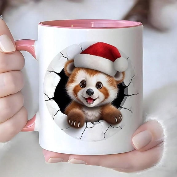 1pc Red Panda Coffee Mug Cute Red Panda Face Animal Cup Tea Coffee Lovers Red Panda Lovers Present Daily Use Drinkware Or Office Durable Cup With Red