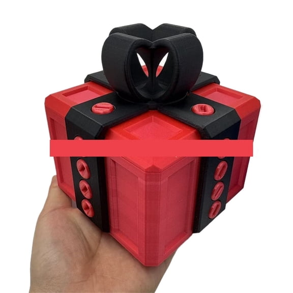 1pc Red+black Size: 6CM 3D Printed Annoying Gift Box Prank Gift Stress Relief Ornament