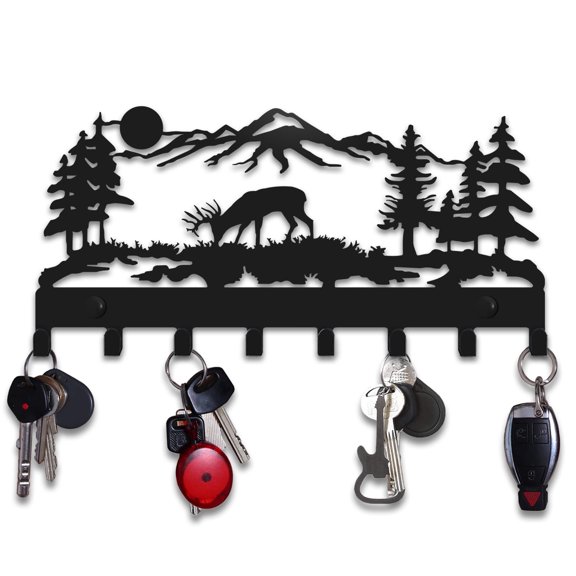 1pc Reindeer Key Storage Rack With 8 Hooks, Stable Key Holder For Coats, Hats, Clothes, Household Space Saving Storage Organizer For Bedroom, Bathroom, Office