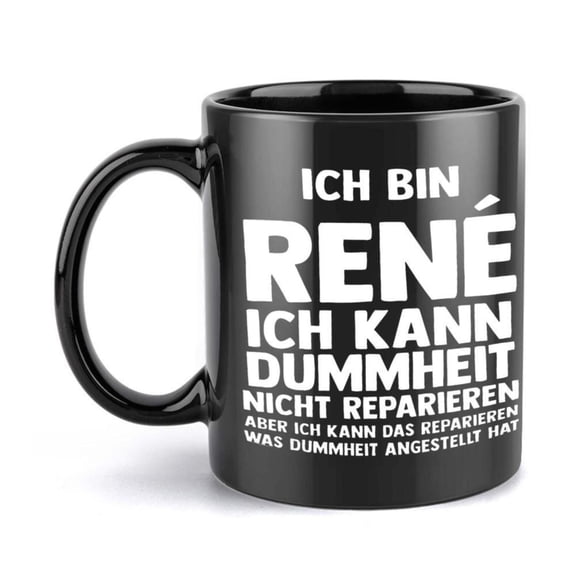 1pc Ren 11oz Ceramic Mug Funny Text Design Black with White Print Birthdays Holidays Office Family Parties and Weddings Coffee Cup Humorous Mug Durable Drinkware