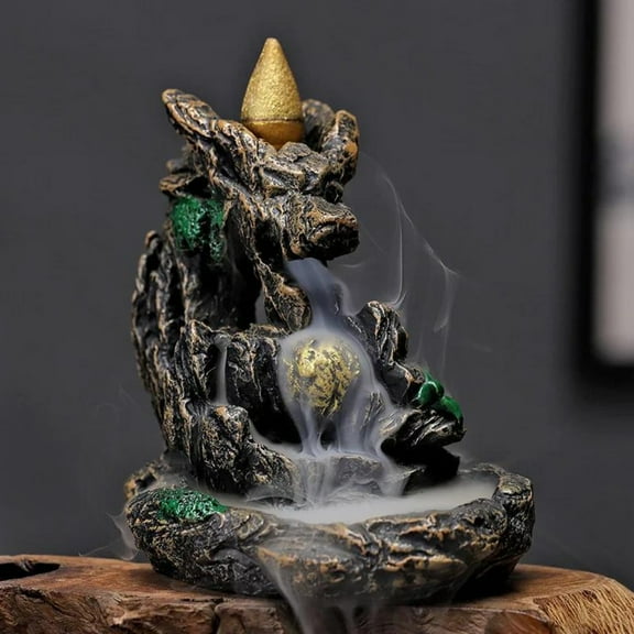 1pc Resin Dragon Waterfall Backflow Incense Burner, Auspicious Home Ornament (Without Incense)
