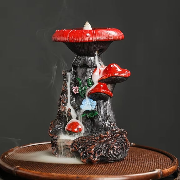 1pc Resin Flower Mushroom Backflow Incense Burner, Halloween & Easter Home Decor (Without Incense)