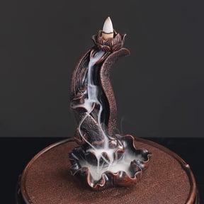 1pc Resin Lotus Leaf Waterfall Backflow Incense Burner, Home Decor (Without Incense)