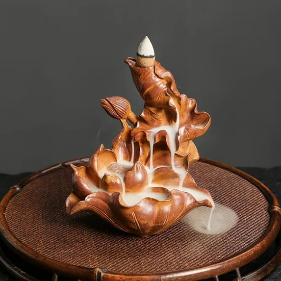 1pc Resin Lotus Pond Backflow Incense Burner, Aromatherapy Home Decor (Without Incense)