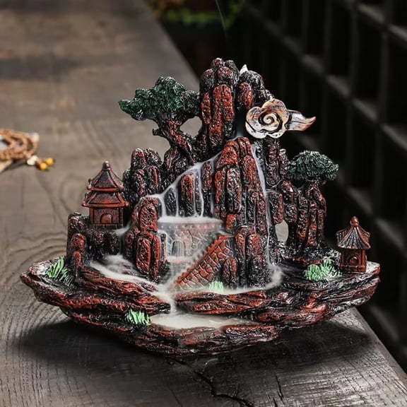 1pc Resin Mountain Waterfall Backflow Incense Burner, Aromatherapy Home Decor (Without Incense)