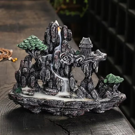 1pc Resin Mountain Waterfall Backflow Incense Burner, Aromatherapy Home Decor (Without Incense)