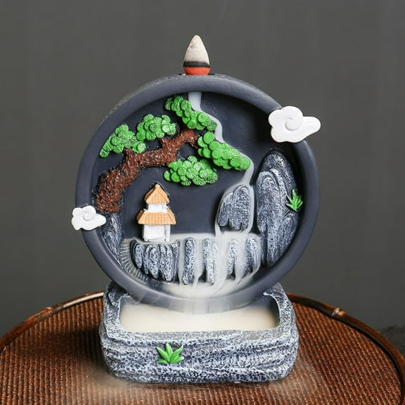 1pc Resin Rockery Landscape Backflow Incense Burner, Mountain & Water Tabletop Zen Decor (Without Incense)