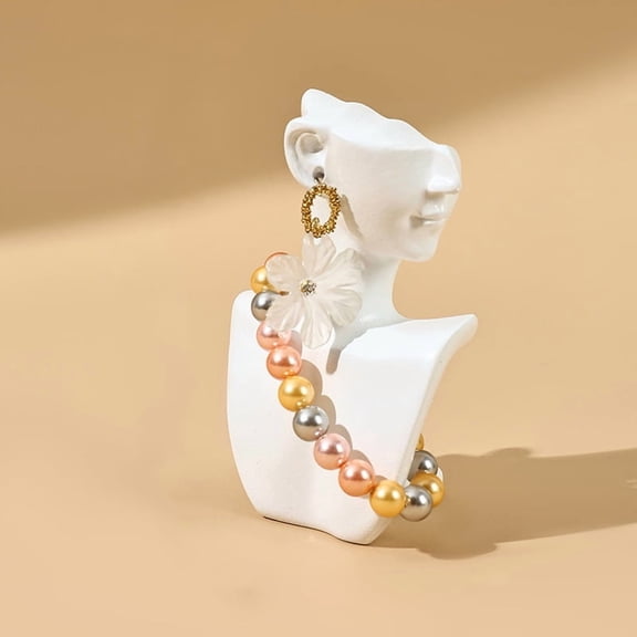 1pc Resin Side Face Mannequin Jewelry Display Stand Head Bust Portrait Necklace BraceletS Earrings Jewellery Storage Rack Holder
