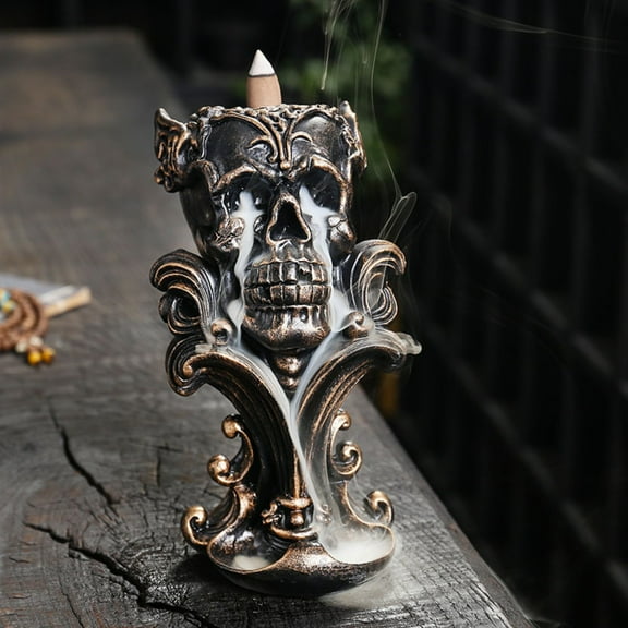 1pc Resin Skull Backflow Incense Burner, Aromatherapy Home Decoration Zen Decor (Without Incense)