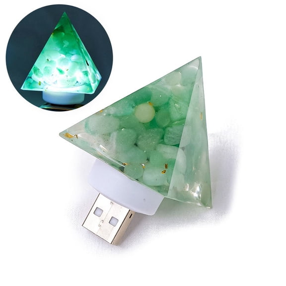 1pc Resin USB Lamp Stone Night Light for Decorations Pyramid Light Green 60x40mm