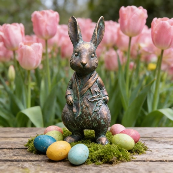 1pc Resin Wonderland Ornament Garden Sculpture | Peter Rabbit- Bunny Statue Wonderland Garden Decorations, Easter Decorations Outdoor, Easter Gifts (A)
