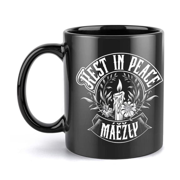 1pc Rest in Peace Candle Floral Ceramic Coffee Mug Black Reusable Dishwasher Cup Grandpa Juice Milk Birthday Holiday Gifts Grandpa Coffee Mu