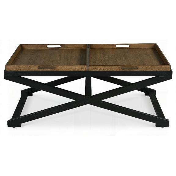 1pc Restonic Rustic Cottage Style King Bed w Built in Bench - Two-Tone Finish