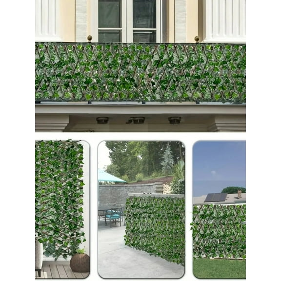 1pc Retractable Planter Fence, Artificial Garden Plant Fence, Vine Privacy Fence for Home Patio Decoration