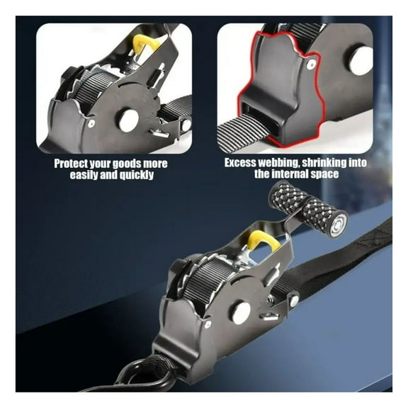 1pc Retractable Ratchet Strap, Self Retractable Tie Down Strap, 10ft Tensile Strength, 1500lbs Tensile Strength, Strong Black Heavy Duty Automatic Ratchet Strap For Securing , Trucks,