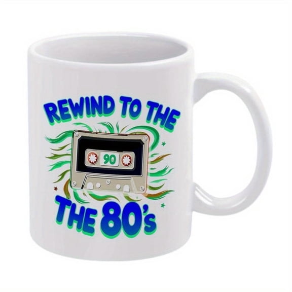 1pc Retro 80s Cassette Tape Ceramic Mug 11oz Rewind to 80s Vintage Design Coffee Cup Hand Wash Only Reusable Birthdays Holidays Party Favors Nostalgic Design Durable Drinkware