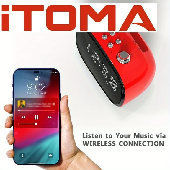 1pc Retro Alert Clock Wireless Connection, Time Display, Alert Clock Setting, TF Card Slot, AUX , Hands-free Calling, Retro Trim for Home/ outdoor Portable Radio