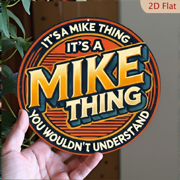 1pc Retro Aluminum Metal Sign Wall Art - _It'S a Mike Thing_ - Durable, Easy to Hang, Versatile Indoor Outdoor Decor for Home, Bar, Cafe, Gym, Garage, Restroom - 8*8 inches