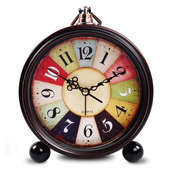 1pc Retro Analog Desk Clock Large Decorative Silent Non Ticking Clock With Night Light Battery Powered For Living Room Bedroom Office Vintage