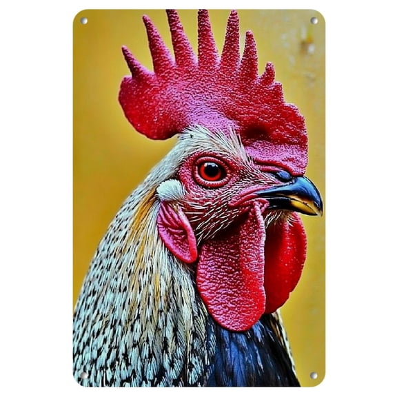1pc Retro Chicken Tin Sign - Bohemian Colorful Metal Wall Art, Maximalist Jungle Rooster Decor for Home, Garage- Weatherproof & amp; Pre- Drilled for Easy Hanging