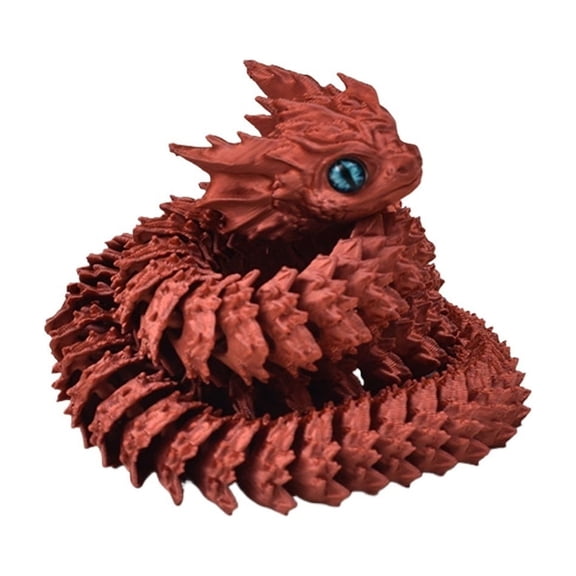 1pc Retro Cinnabar Size: 65*5*5cm 3D Printed Snake Animal Figurine