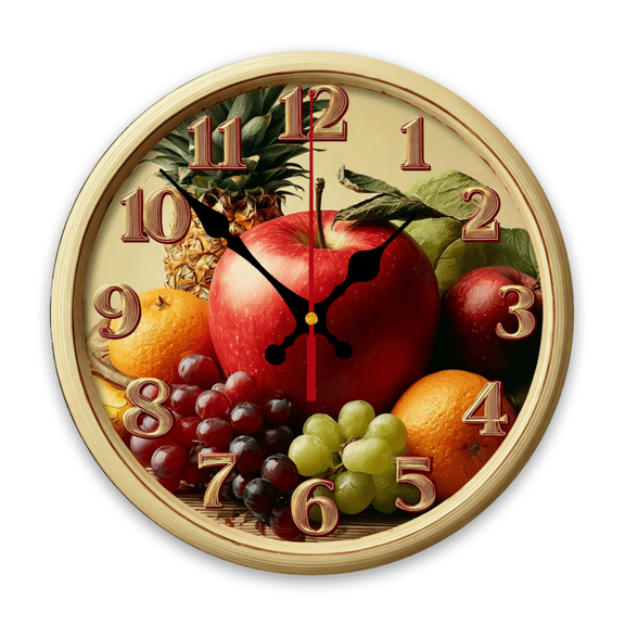1pc Retro Fruit-Themed Wall Clock with Pineapple, Apple, Grape And Orange Design 10Inch Nursery Wall Clock Silent Non-Ticking Perfect for Kitchen, Bedroom, Office, Living Room, Battery-Powered
