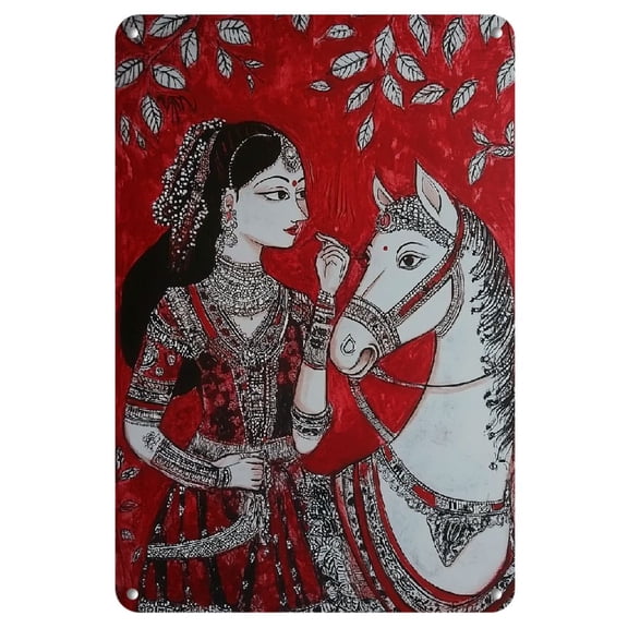 1pc Retro Iron Art Painting, Unframed Vintage Mural Wall Decor, Traditional Oil Painting Reproduction, 8x12 inches, Cultural Heritage Artwork