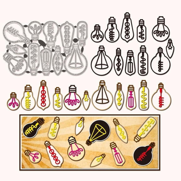 1pc Retro Light Bulb Cutting Dies Carbon Steel Embossing Templates Metal Stencils for DIY Scrapbooking Photo Album Decorative Embossing Paper Card