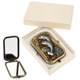 thumbnail image 1 of 1pc Retro Rectangle Alloy Fold Mirror with Glass Mirror Surface Dolphin 10.2x6.05x2.15~2.25cm, 1 of 7