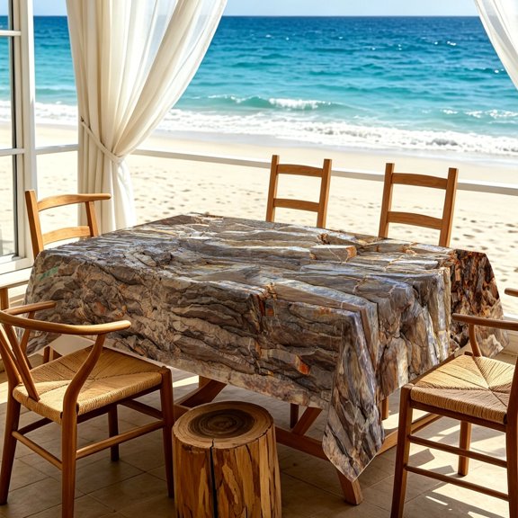 1pc Retro Rocky Terrain Texture Printed Tablecloth, Kitchen Dining Rustic Cabin Holiday Table Decor, Thanksgiving & Christmas Gifts