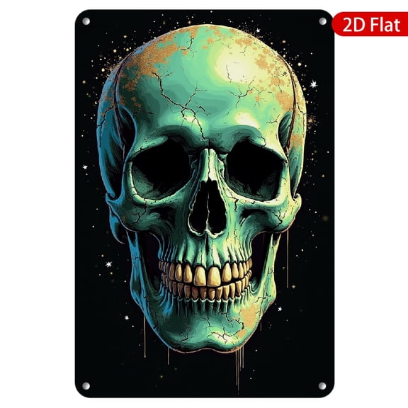 1pc Retro Skull Metal Wall Sign, 8x12 Inches, Vibrant Color Design with Intricate Details, Rustproof & UV Protected, Perfect for Home Decor, Man Cave, Bar, Garage, Halloween Theme, Unique Gift Idea