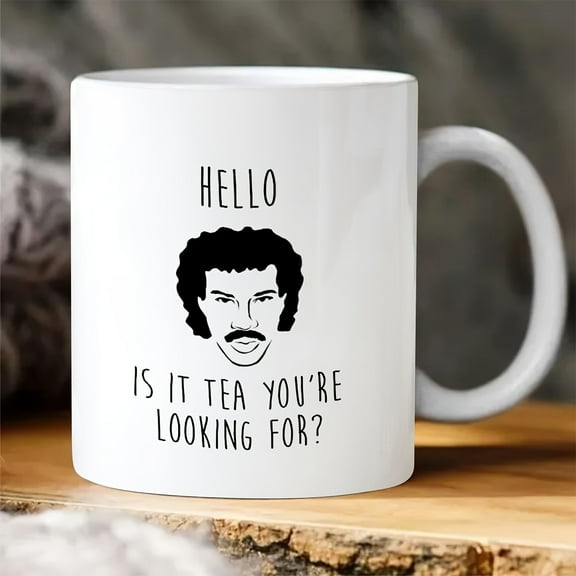 1pc, Retro Tea Cup, Hello Is It Tea You're Looking For Funny Mug, Funny Lionel Richie Tea Mug, Funny Coffee Mug, Ceramic Mug, Double-sided Design, Novelty Gift, Drinkware, Home Decor