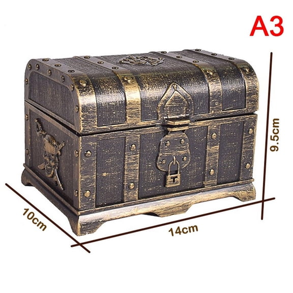1pc Retro Treasure Box with Lock Toys for Party Favors Props Decoration Pirate