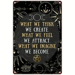 1pc Retro Wicca Pagan Metal Sign - Mystical Celestial Design with Pentagram, Moon & Stars - 8x12" Iron Wall Decor for Home, Bar, Cafe & Garage - Perfect Gift for Wicca, Pagan & Home Decoration