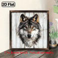 thumbnail image 1 of 1pc Retro Wolf Head Oil Painting Wall Art 8x8 Inches Rustic Wood Frame Wildlife Decor, Horizontal Portrait of a Wolfshead Suitable for Living Room, Bedroom, Office Natural Wood Framed, 1 of 9