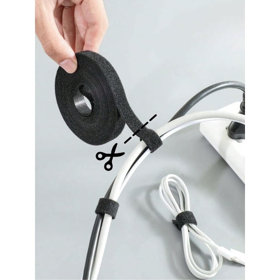 1pc Reusable Tie Strap Size 1m 3m 5m Suitable For Organizing Desktop Cable Fixing Socket Line Bundling Cords Of Computer Tower 1.2cm*5M