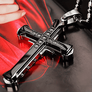 GENERIC 1pc Rhinestone Cross Pendant Necklace - Men's Protective Necklace, Suitable For Both Men And Women - Fashionable Necklace With Super Cool Design, Classic Jewelry, Clothing Accessories, Holiday Gifts