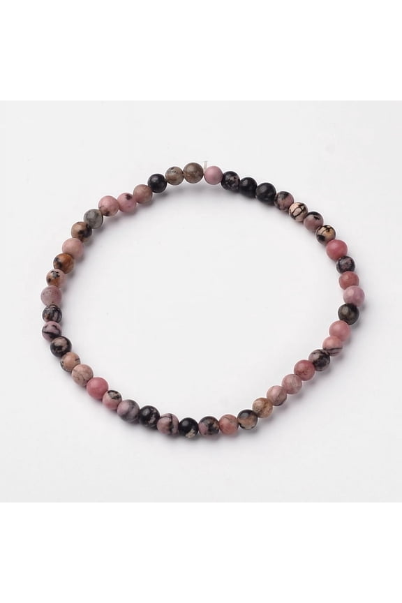 1pc Rhodonite Round Bead Stretch Bracelets 54.5mm