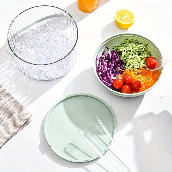 1pc Ribbed Round PET Spice & Dip Serving Container - Durable, Rust-Resistant Plastic Tray with Striped Design for Fruit Salad, Desserts & More - Ideal for Picnics