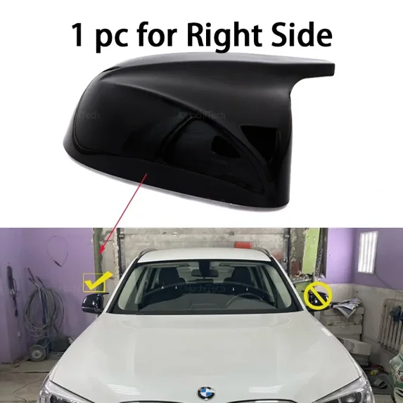 1pc Right Side Black-Carbon Fiber Look Black Rearview Side Mirror cover Caps for BMW X3 G01 X4 G02 X5 G05 X7 G07 X6 G06 2018-2023 M style overlay