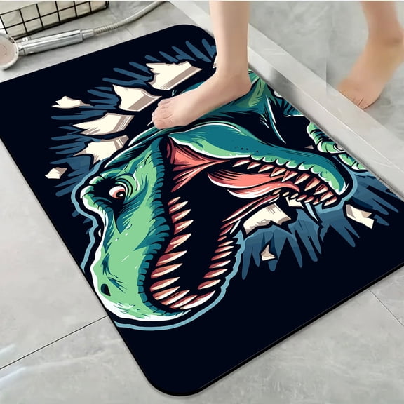 1pc Roaring Dinosaur Bathroom Rug Bathroom Decor and Accessories- Durable,Anti Slip,And Quick Drying,Suitable For Indoor/outdoor Use - Perfect For Bathrooms,Bedrooms,Kitchens