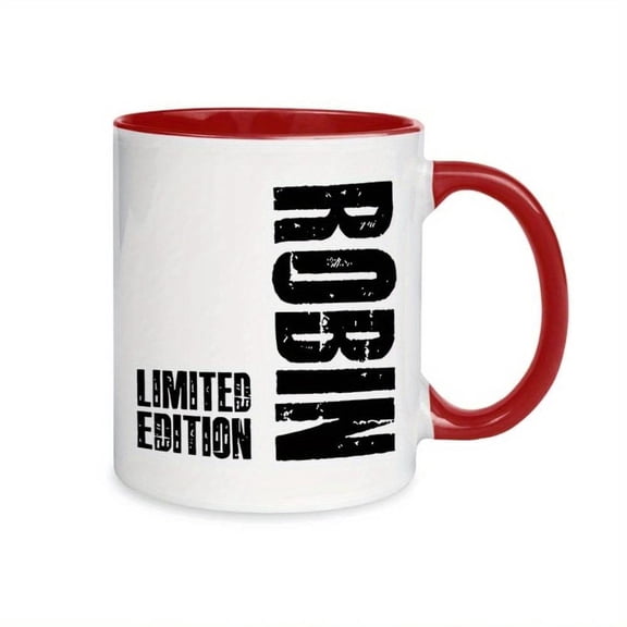 1pc Robin Limited Edition 11oz Ceramic Coffee Mug Black Red Design Durable Stylish All Seasons Fans Coffee Bar Accessories
