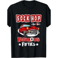 thumbnail image 1 of 1pc Rockabilly Men'S T-Shirt - 50'S Sock Hop Dance Retro Print, Casual Tee, Round Neck, Knit Fabric, All-Season Comfort, 1 of 7