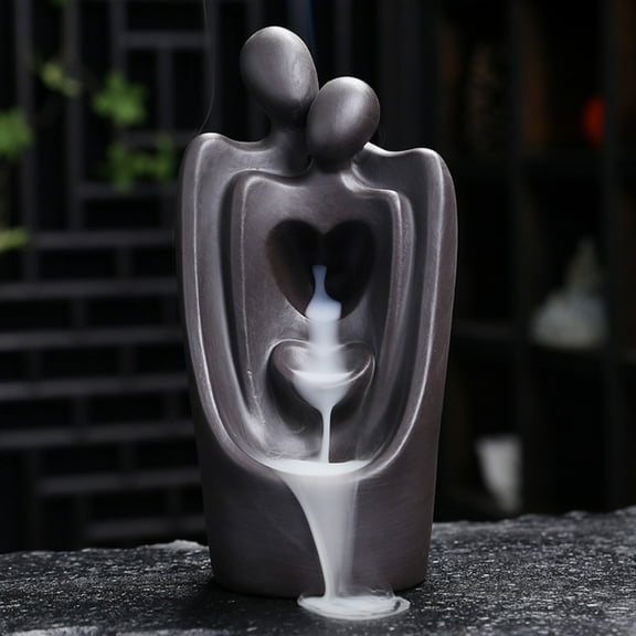 1pc Romantic Couple Purple Clay Backflow Incense Burner, Elegant Home Decor Gift (Without Incense)
