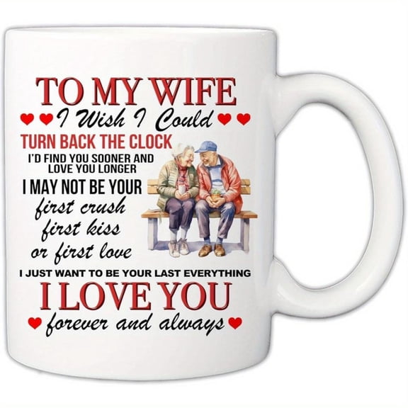 1pc Romantic Earthenware Coffee Mug Wife Insulated Reusable Washable Multipurpose Valentine s Mother S Day Birthdays Anniversaries Christmas Husband to Wife Present Idea